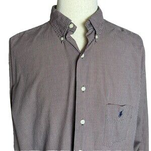 Ralph Lauren Men's Long Sleeve Button Down, Sz XLT, Red/Blue/Green Tiny Checks